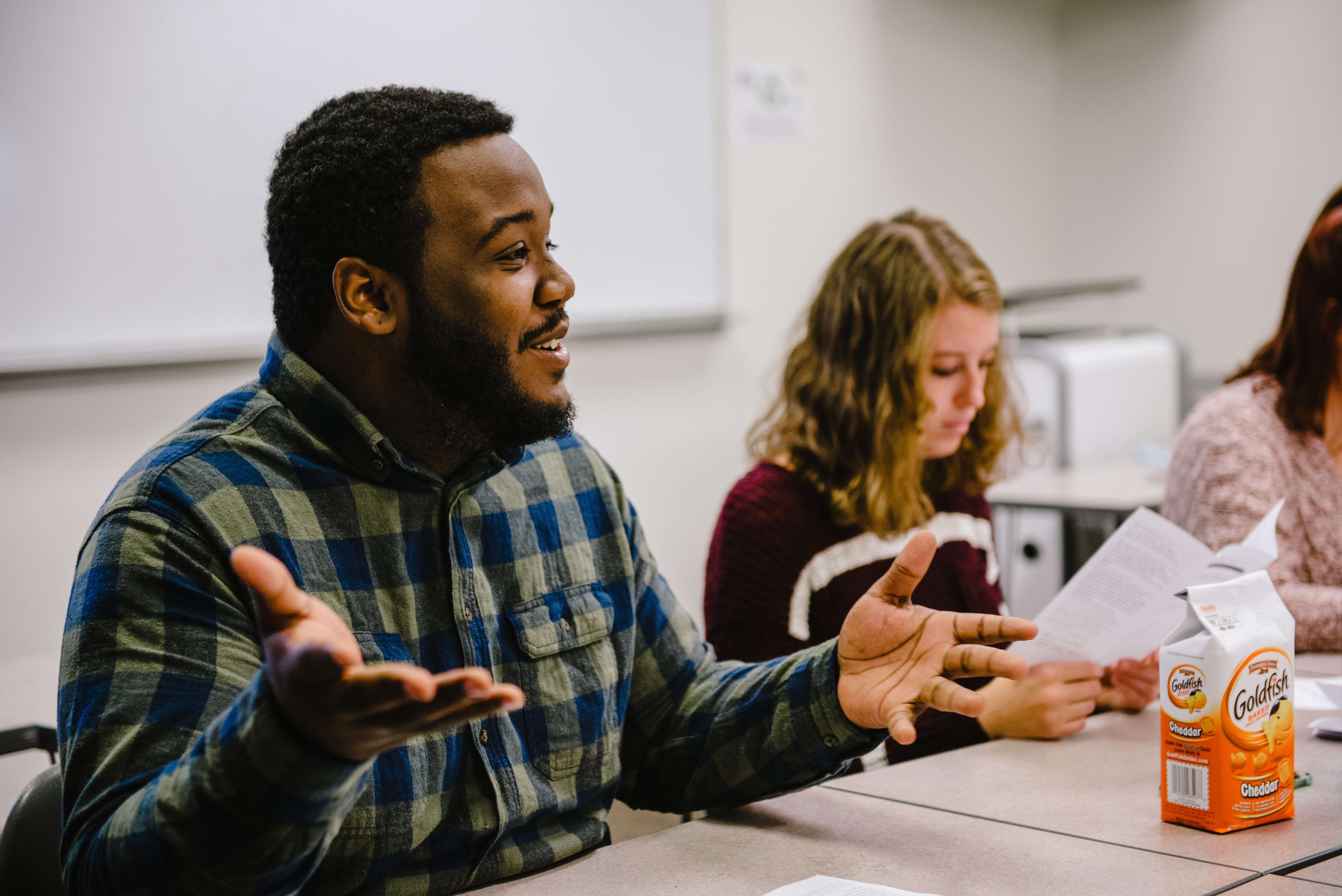 students talking