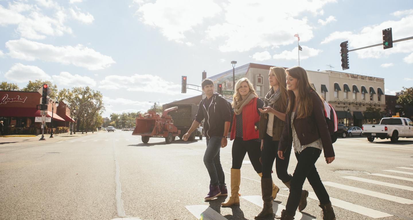 students in downtown naperville