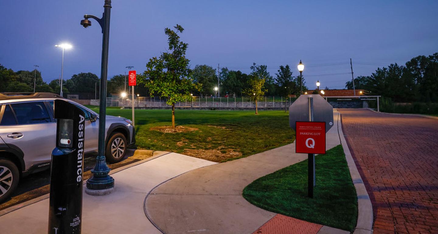 A North Central College parking lot.
