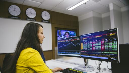 student studying finance