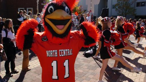 Chippy the mascot sporting a North Central jersey